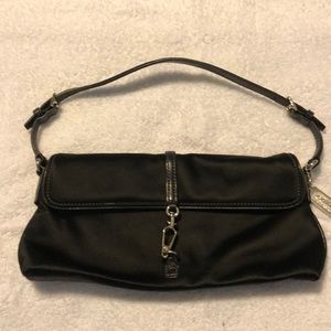 Coach black Satin With Leather Trim Dressy Bag